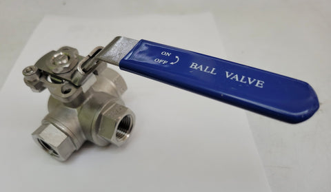 1/2 inch NPT Stainless Steel 3-Way Ball Valves