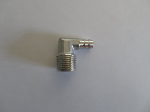 Stainless Steel Elbow - 90 degree, 1/2 inch Male NPT and 3/8 inch barb