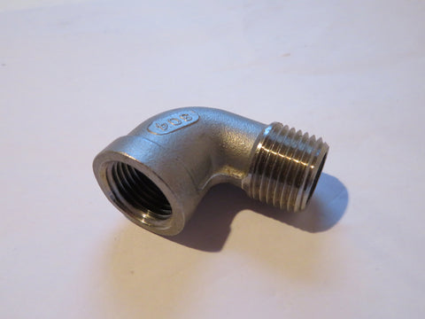 Stainless Steel 90° Elbow - Female 1/2 inch NPT x Male 1/2 inch NPT